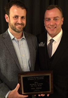 EDC Chairman Jud Nave presents Hal Bone with Business Person of the Year Award 2016