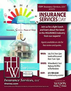 Insurance Day July 21st 2017 @ Wilson Bank & Trust 